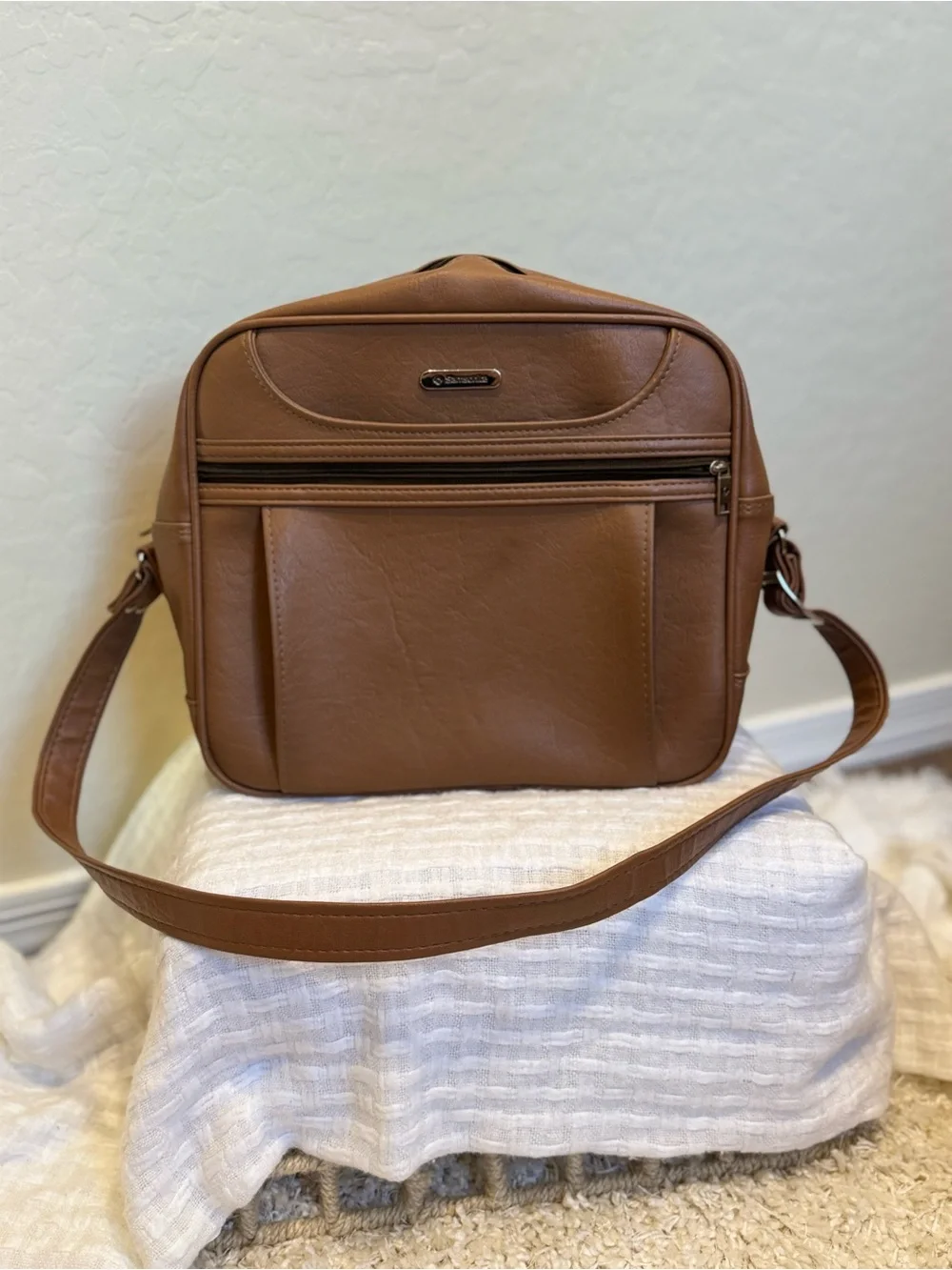 Vintage 1980s Samsonite Concord Shoulder Tote Bag Terra Cotta Travel Carry-On